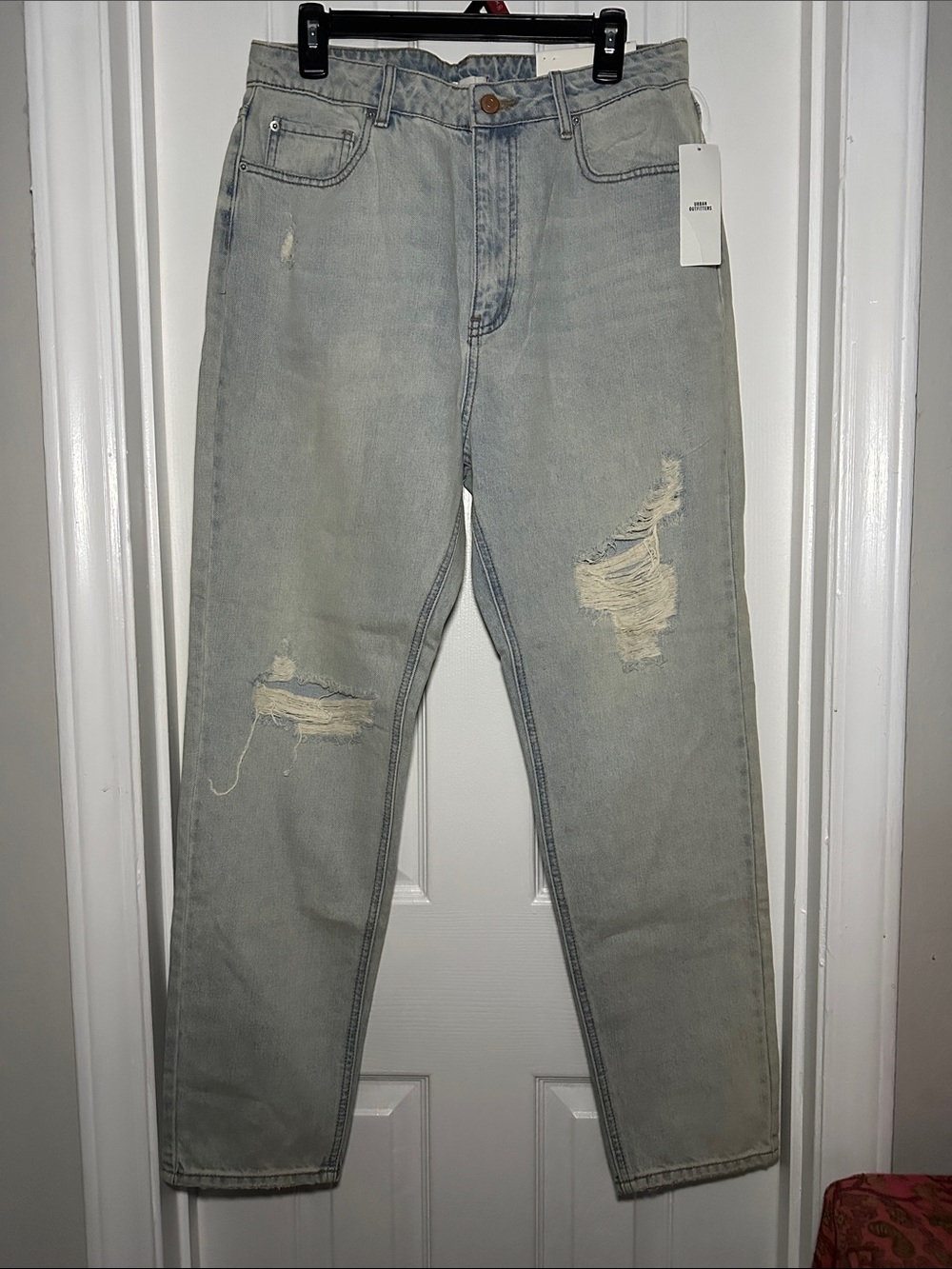 BDG Light Blue Slim Straight Distressed Jeans